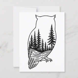 Owl Silhouette with Forest Scene Postcard