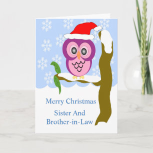 Owl Sister And Brother-In-Law Christmas Holiday Card