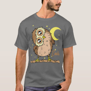 Owl sleeping Type Night active Moon with Stars  T-Shirt