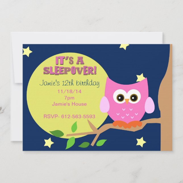 Owl Sleepover Invite (Front)