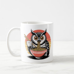 Owl Slurping Ramen Japanese Ukiyo-e Vintage Style Coffee Mug