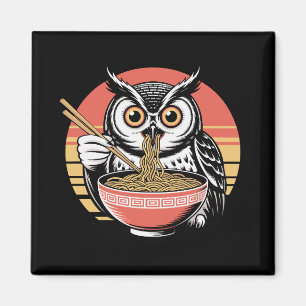 Owl Slurping Ramen Japanese Ukiyo-e Vintage Style Magnet