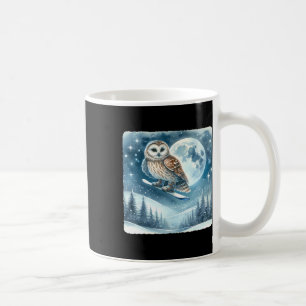 Owl Snowboarding Over Moonlit Snowy Landscape. Sno Coffee Mug