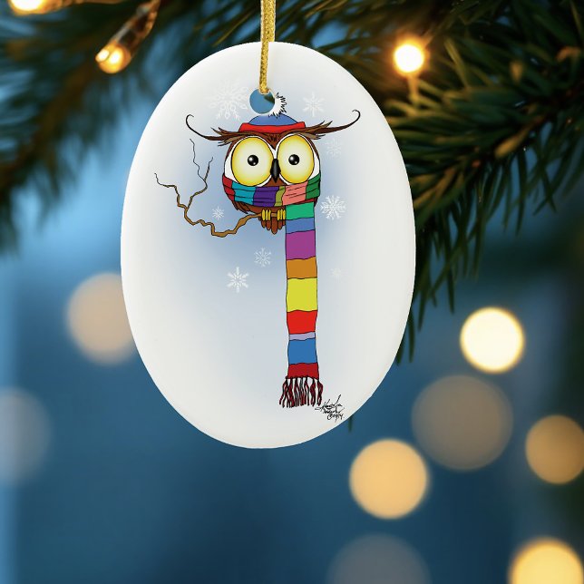 Owl Snowflakes Scarf Hat Cute Ceramic Tree Decoration (Creator Uploaded)