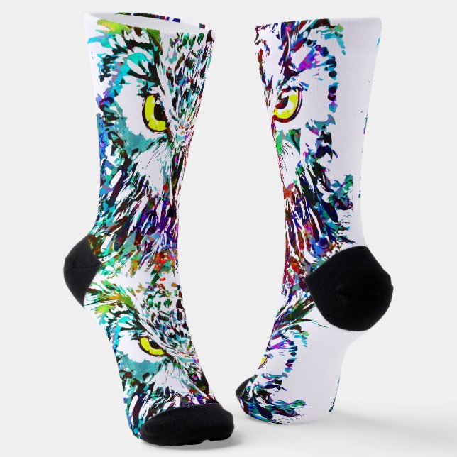 Owl Socks | Colourful Owl Socks (Angled)