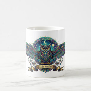 Owl Spirit Animal Celestial Art Nouveau Coffee Mug