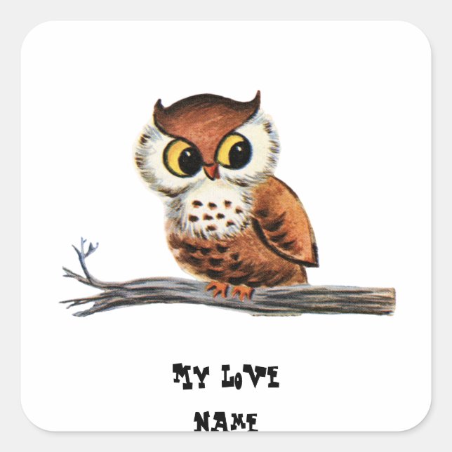 Owl Square Sticker (Front)