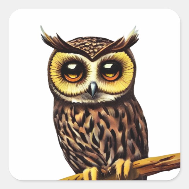 Owl Square Sticker (Front)