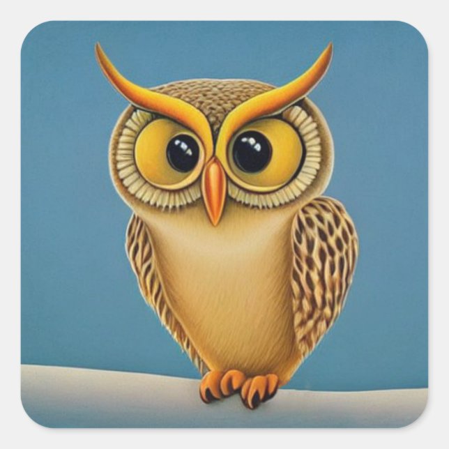 Owl Square Sticker (Front)