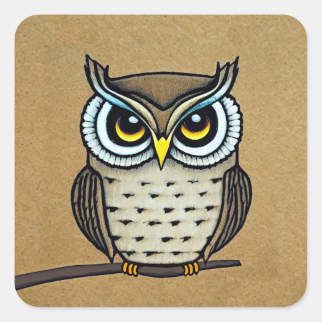 Owl Square Sticker (Front)