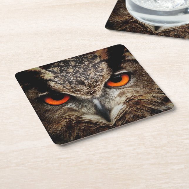 OWL stare Square Paper Coaster (Angled)