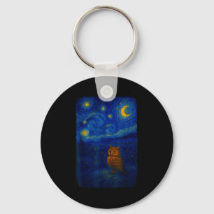 Owl Starry Cute Night Van Gogh Owl Bird Lovers Wom Key Ring