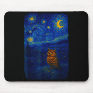 Owl Starry Cute Night Van Gogh Owl Bird Lovers Wom Mouse Mat