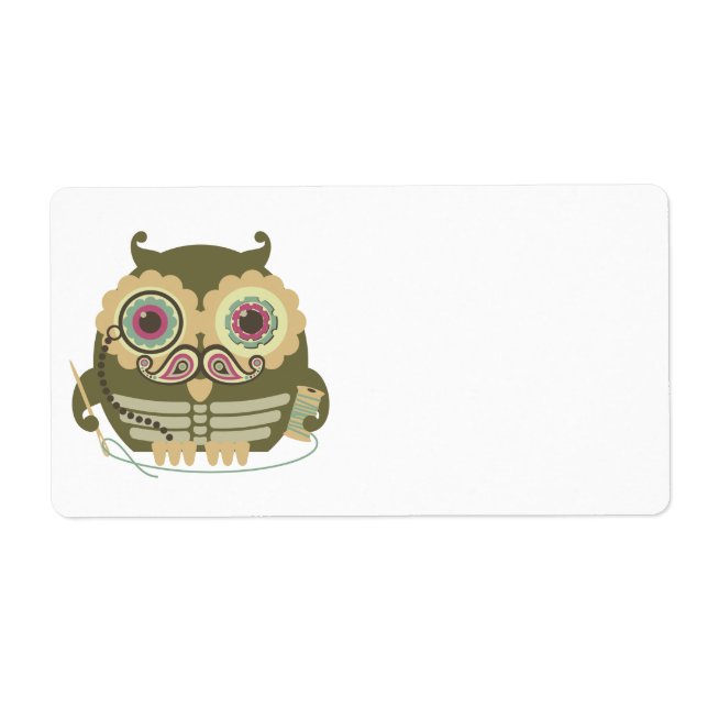 Owl steampunk skeleton moustache sewing needle (Front)