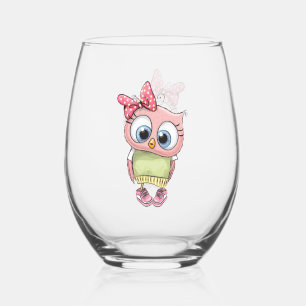 Owl Stemless Wine Glass
