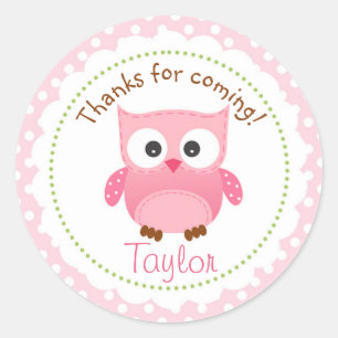 Owl Sticker Pink (Girl's 1st Birthday Party Favour