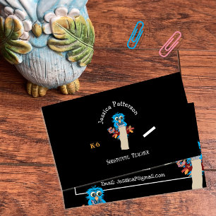 Owl Substitute Teacher Black Contact Cards
