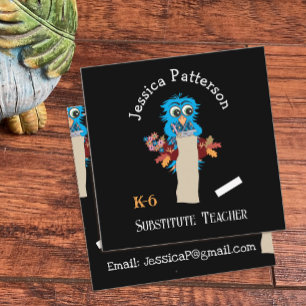 Owl Substitute Teacher Chalkboard Contact Cards