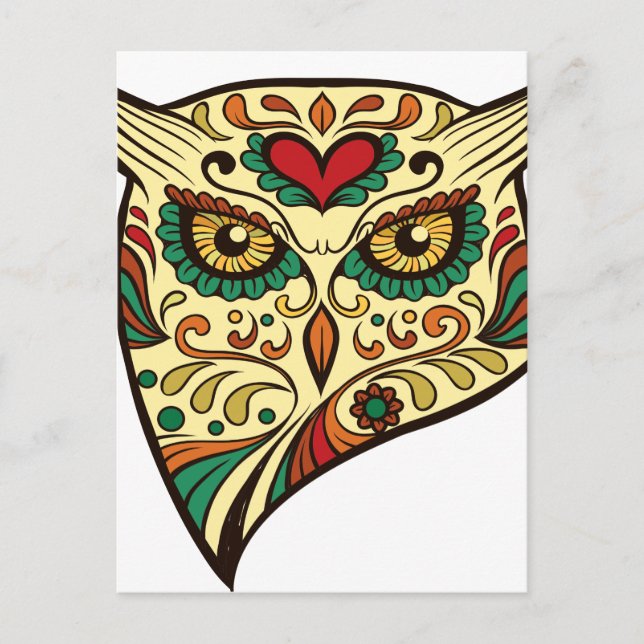 Owl Sugar Skull Postcard (Front)