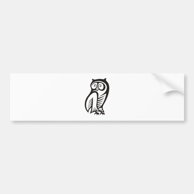Owl Symbol Black Bumper Sticker (Front)