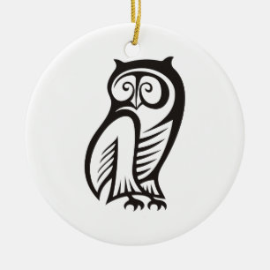 Owl Symbol Black Ceramic Tree Decoration