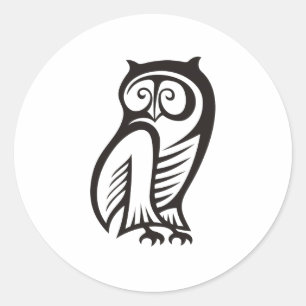 Owl Symbol Black Classic Round Sticker