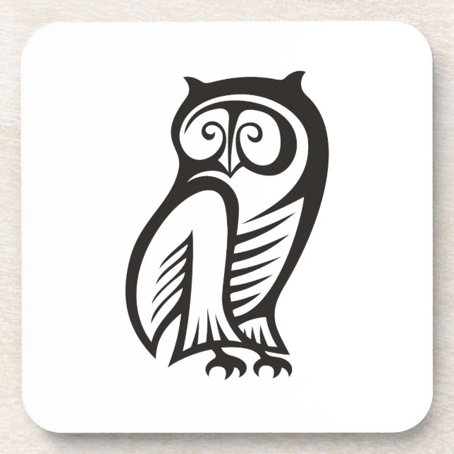 Owl Symbol Black Coaster (Front)