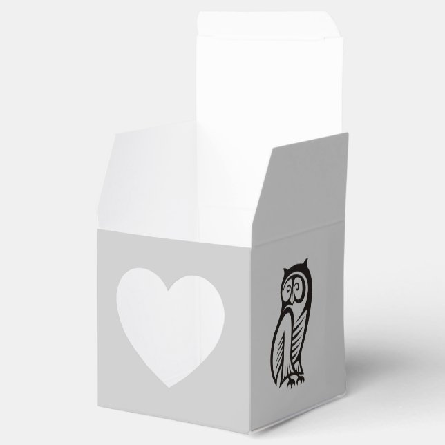 Owl Symbol Black Favour Box (Opened)