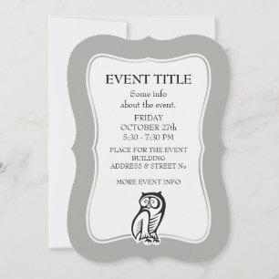 Owl Symbol Black Invitation