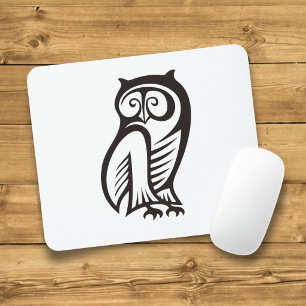 Owl Symbol Black Mouse Mat
