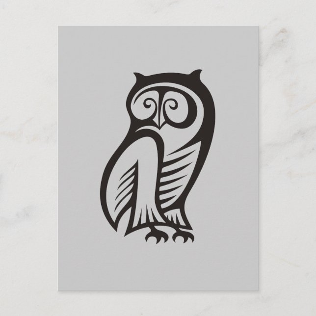 Owl Symbol Black Postcard (Front)