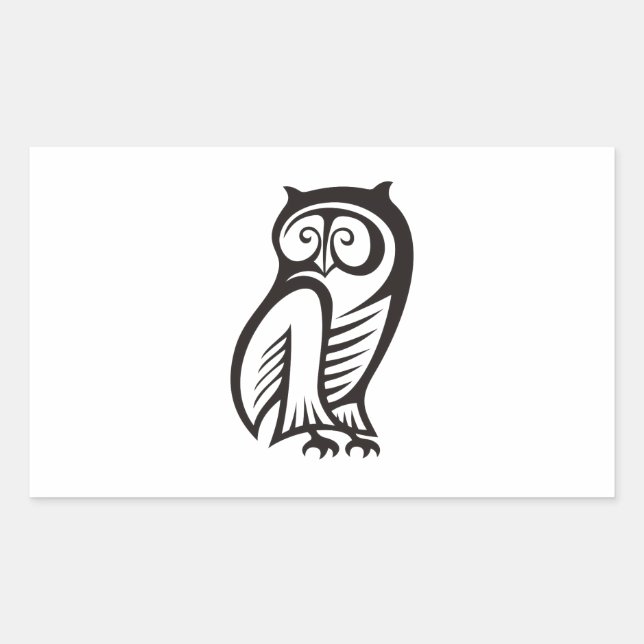 Owl Symbol Black Rectangular Sticker (Front)