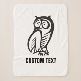 Owl Symbol Black Sherpa Blanket