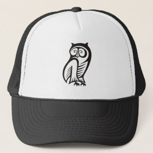 Owl Symbol Black Trucker Hat