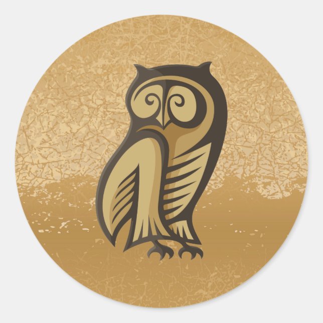 Owl Symbol Colour Classic Round Sticker (Front)