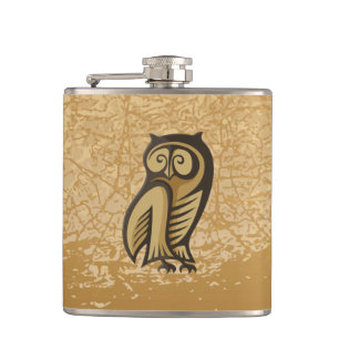 Owl Symbol Colour Hip Flask