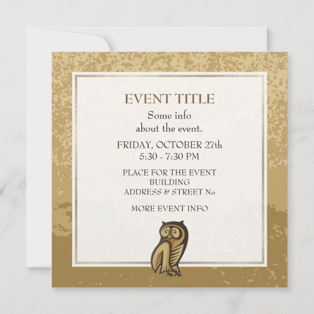 Owl Symbol Colour Invitation (Back)