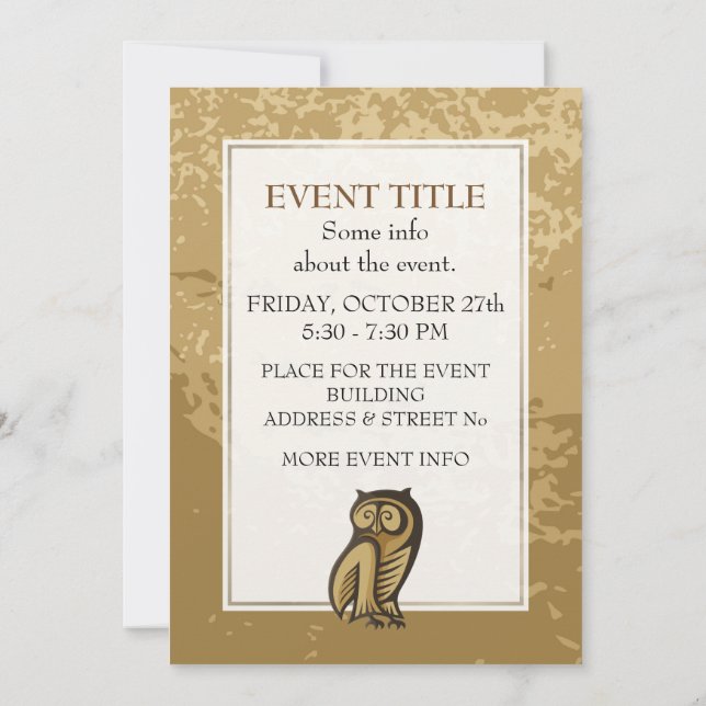 Owl Symbol Colour Invitation (Back)