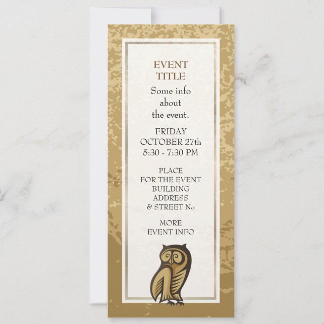 Owl Symbol Colour Invitation (Back)