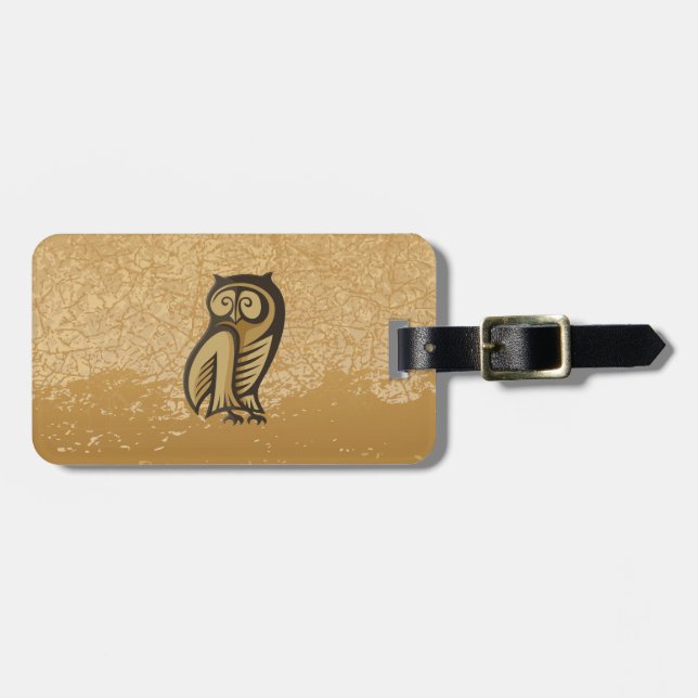 Owl Symbol Colour Luggage Tag (Front Horizontal)