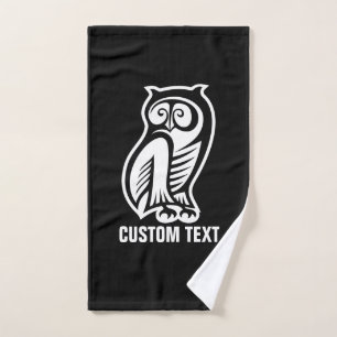 Owl Symbol White Bath Towel Set