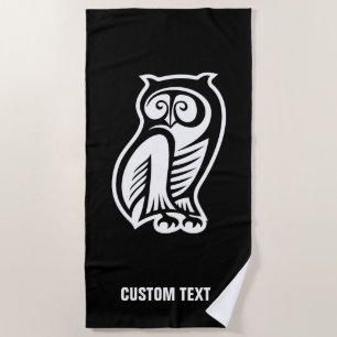Owl Symbol White Beach Towel