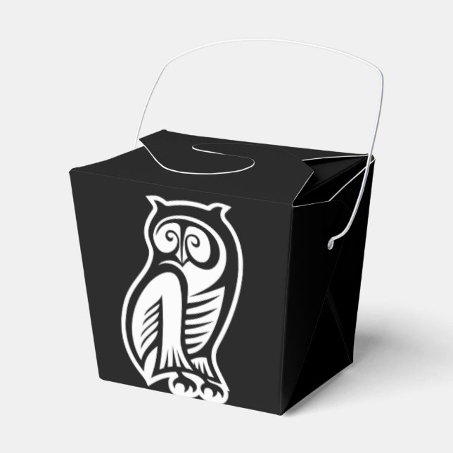 Owl Symbol White Favour Box (Front Side)