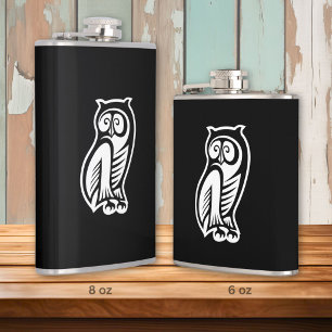 Owl Symbol White Hip Flask