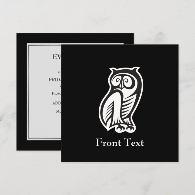 Owl Symbol White Invitation (Front/Back)