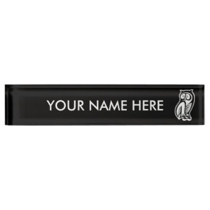 Owl Symbol White Nameplate