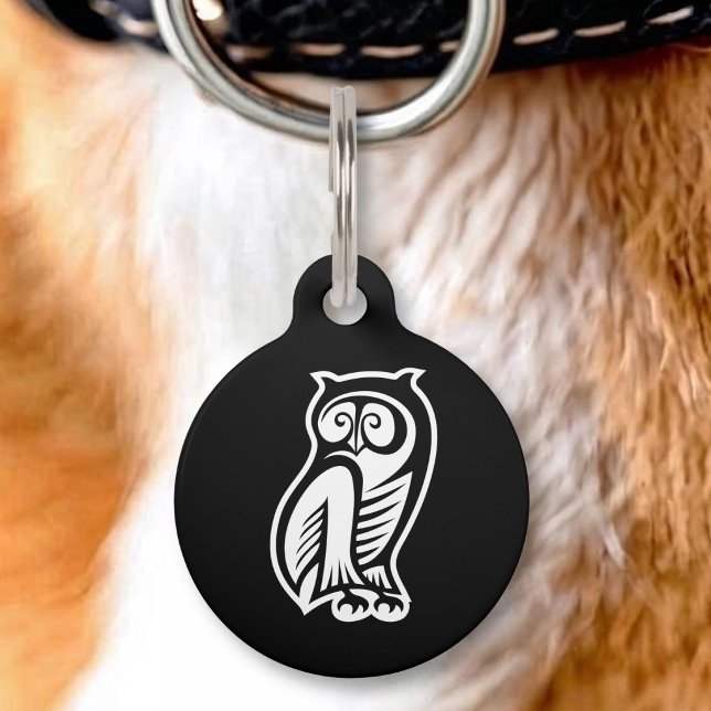 Owl Symbol White Pet Tag (Creator Uploaded)
