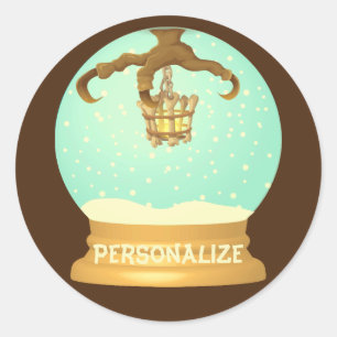 Owl talon and bone chandelier fall snow globe classic round sticker