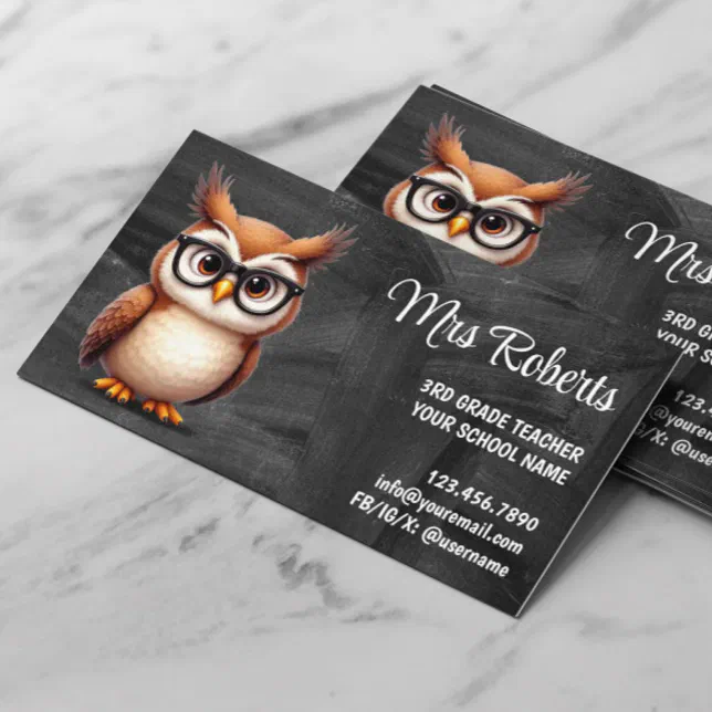 OWL Teacher Educator Chalkboard Background Business Card | Zazzle