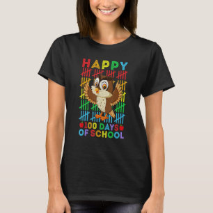 Owl Teacher Student Happy 100 Days of School T-Shirt